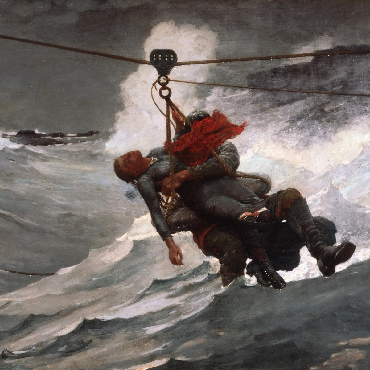 People Oil Painting - Rescue at Sea Storm Dramatic Scene - Oil Painting Haven