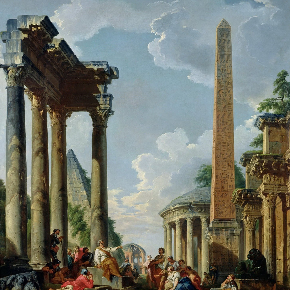 People Oil Painting - Roman Ruins with Figures Scene - Oil Painting Haven