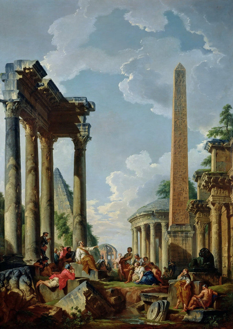 People Oil Painting - Roman Ruins with Figures Scene - Oil Painting Haven