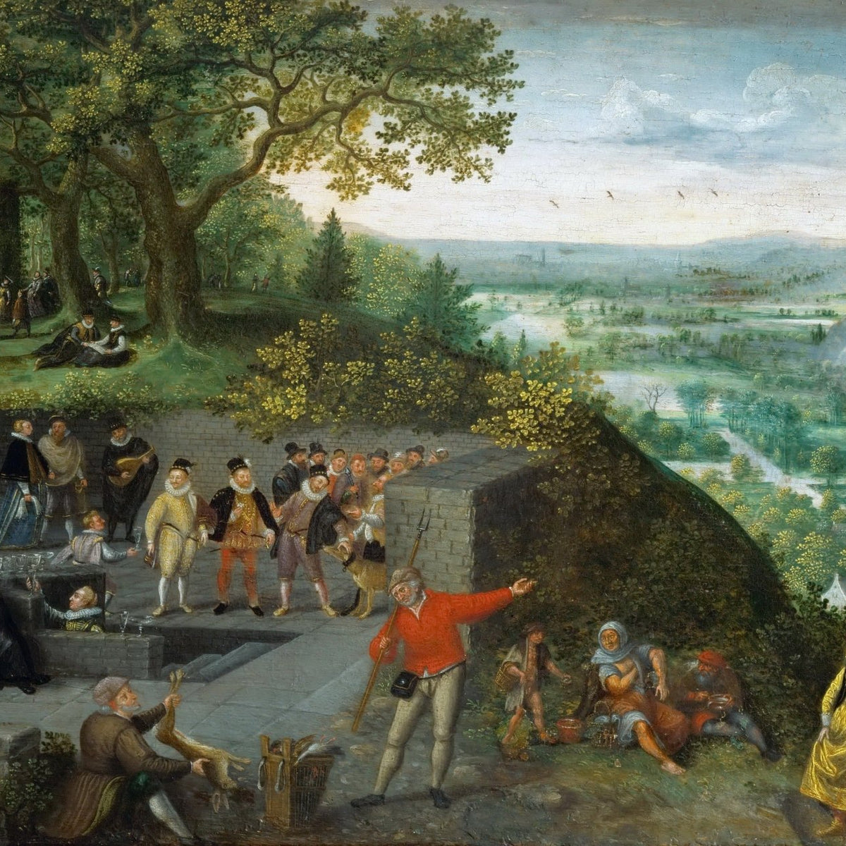 People Oil Painting - Royal Figures in Landscape with Court Scene - Oil Painting Haven