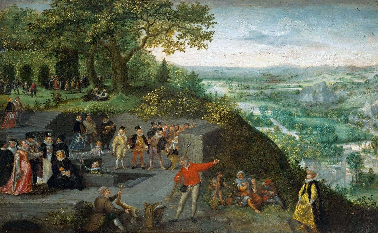 People Oil Painting - Royal Figures in Landscape with Court Scene - Oil Painting Haven