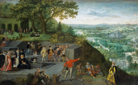 People Oil Painting - Royal Figures in Landscape with Court Scene - Oil Painting Haven