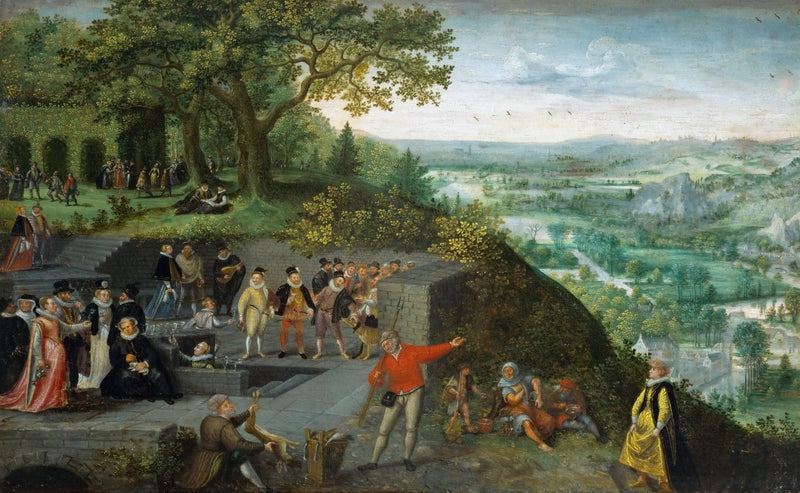 People Oil Painting - Royal Figures in Landscape with Court Scene - Oil Painting Haven