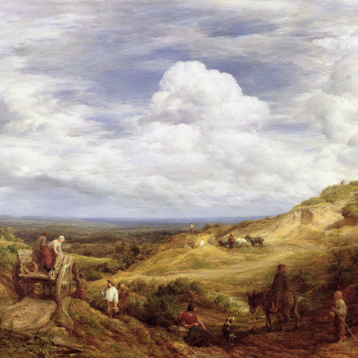 People Oil Painting - Rural Landscape with Farmers and Cart - Oil Painting Haven