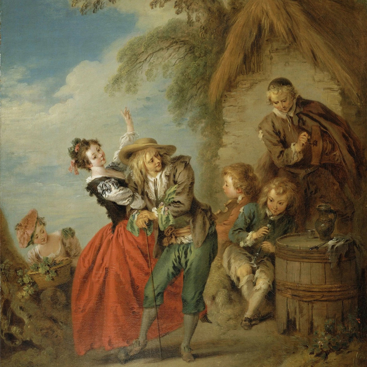 People Oil Painting - Rural Scene with Dancing Figures - Oil Painting Haven