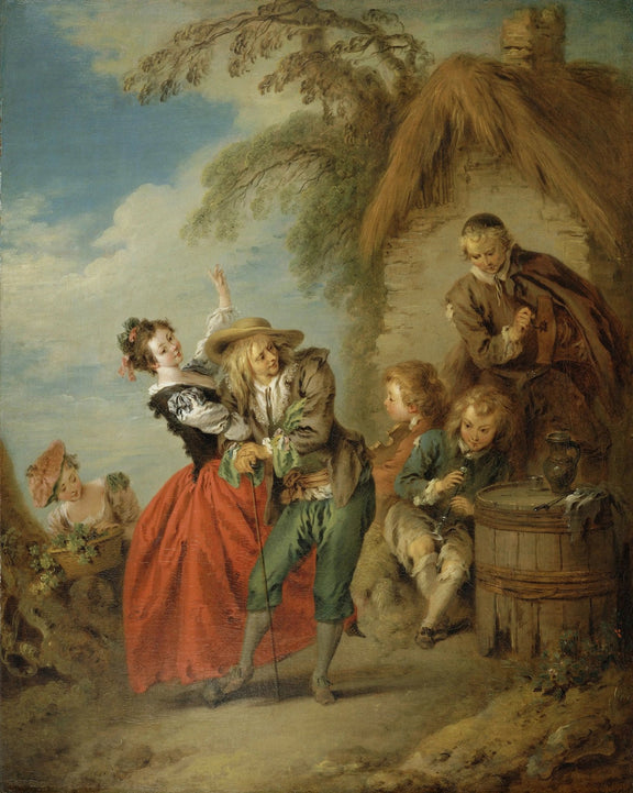 People Oil Painting - Rural Scene with Dancing Figures - Oil Painting Haven