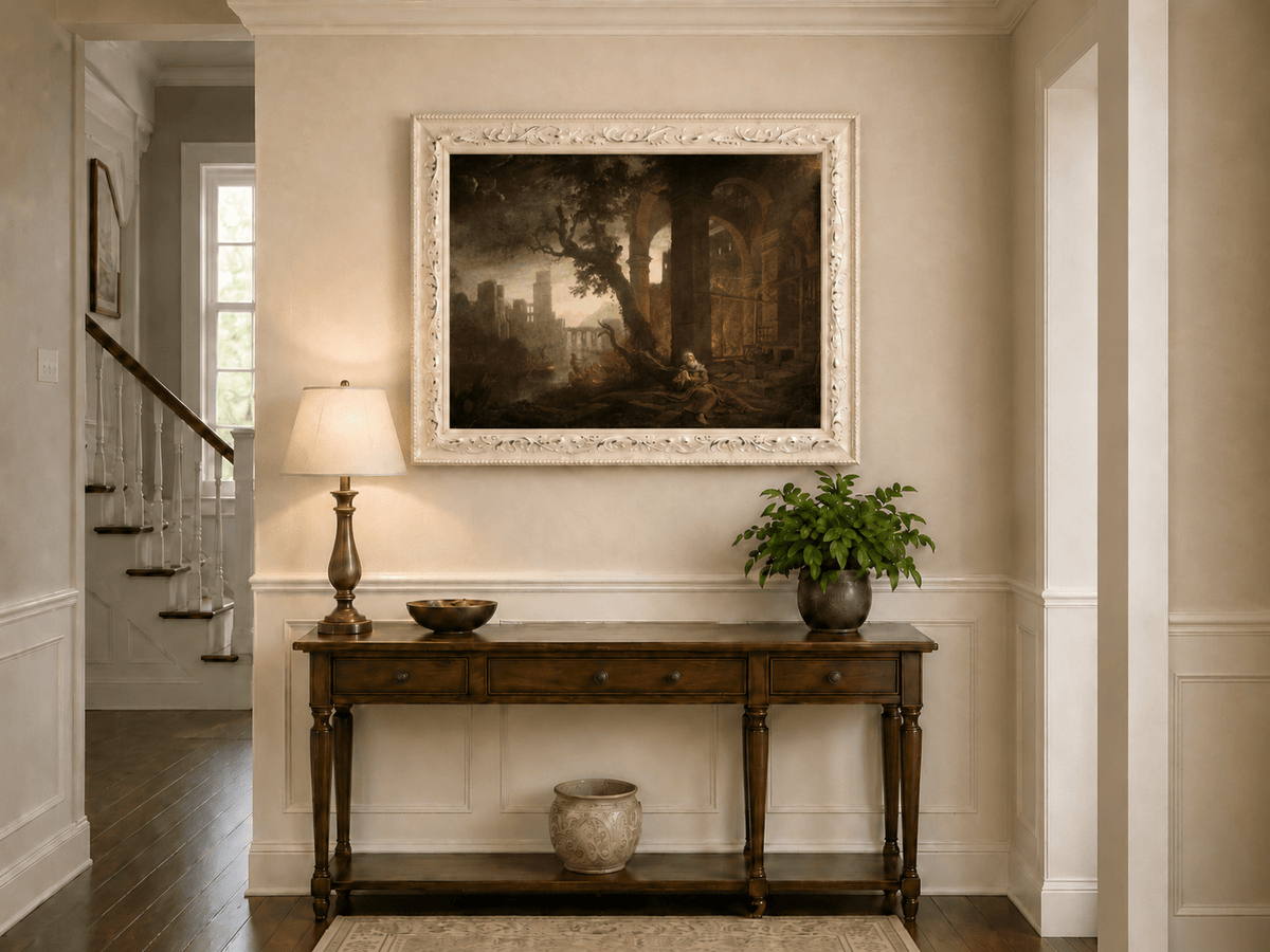People Oil Painting - Saint in Ruins Landscape with Figures