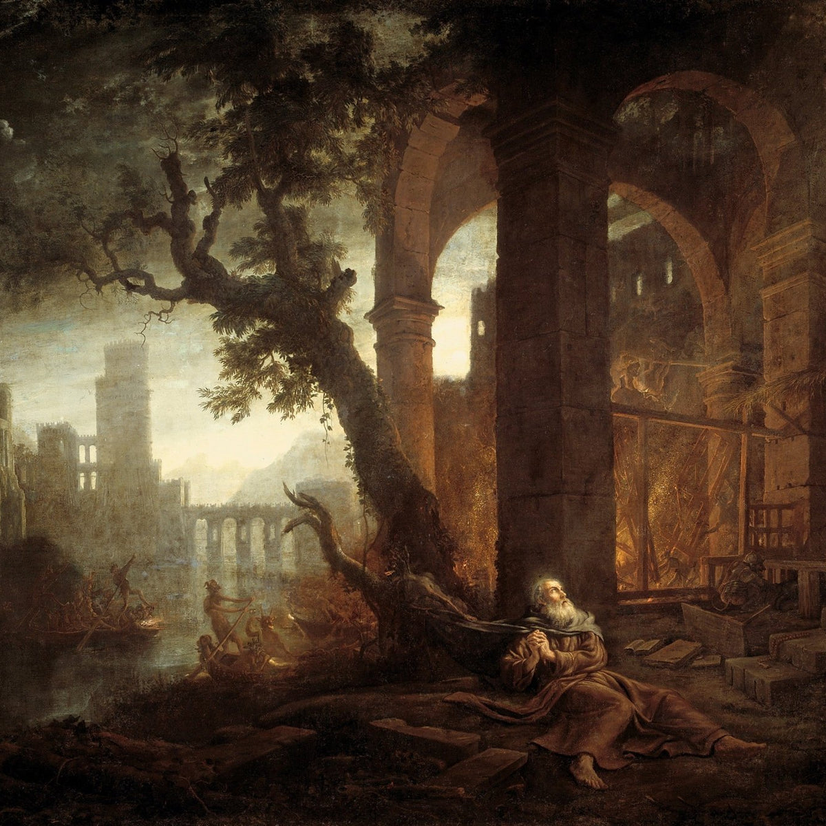 People Oil Painting - Saint in Ruins Landscape with Figures - Oil Painting Haven