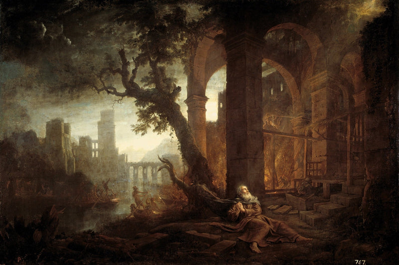 People Oil Painting - Saint in Ruins Landscape with Figures - Oil Painting Haven