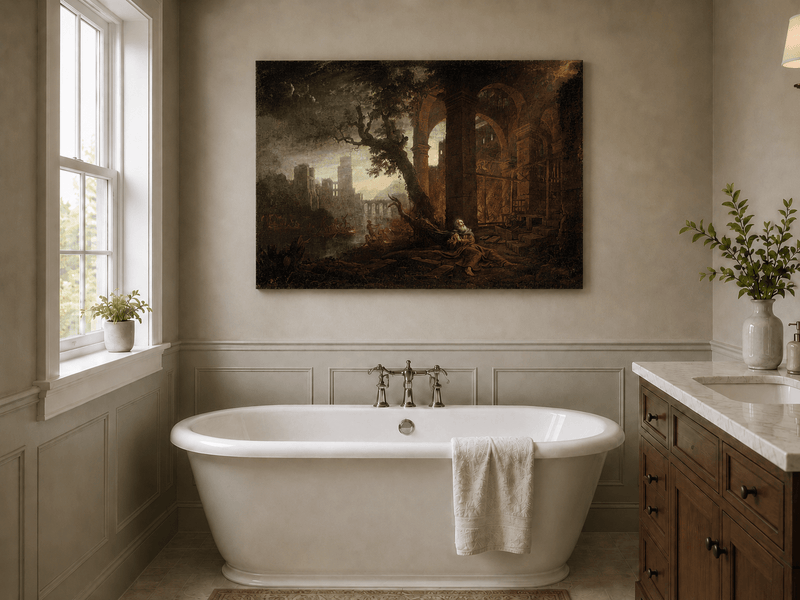 People Oil Painting - Saint in Ruins Landscape with Figures