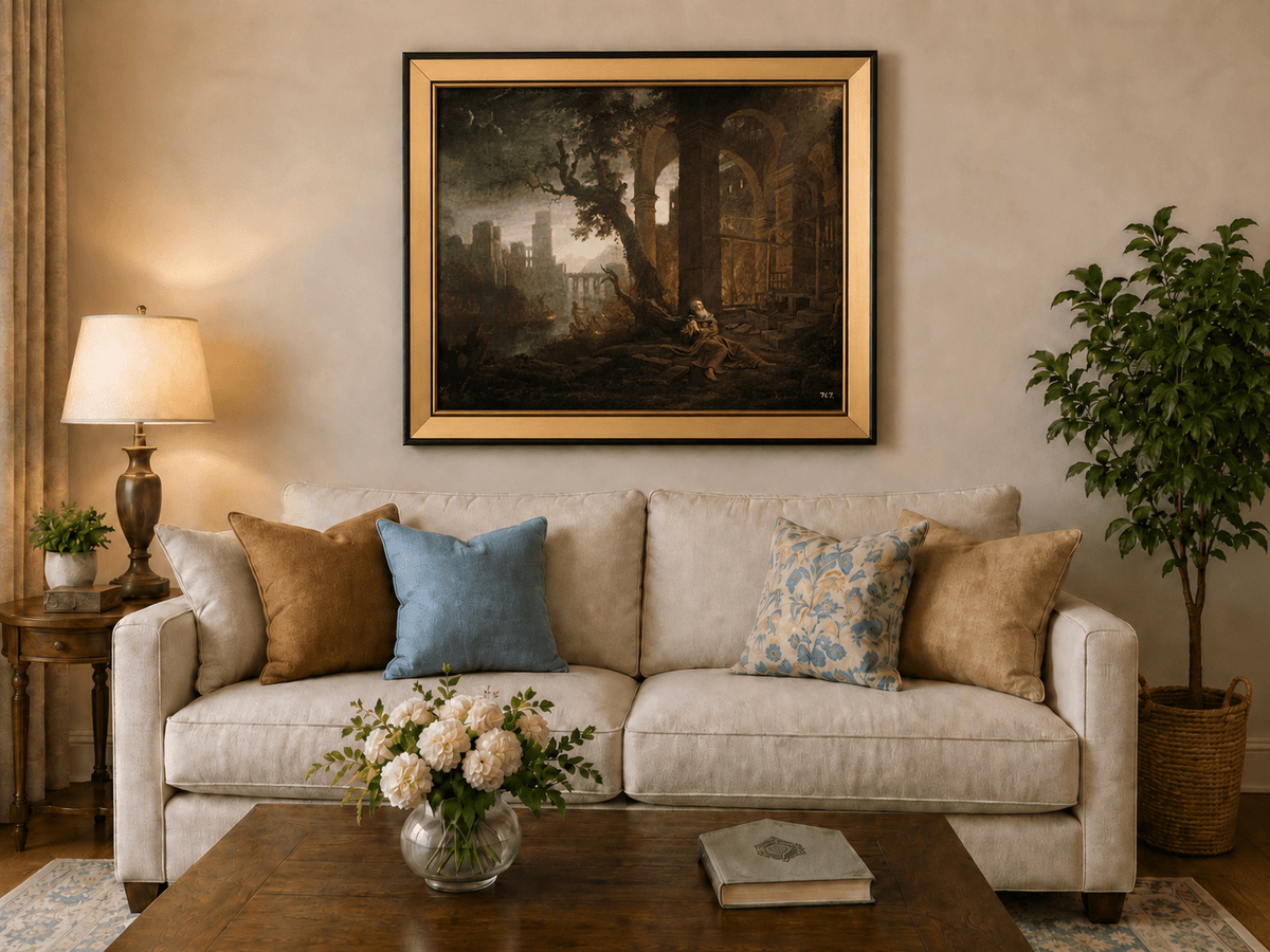 People Oil Painting - Saint in Ruins Landscape with Figures