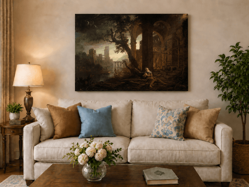 People Oil Painting - Saint in Ruins Landscape with Figures