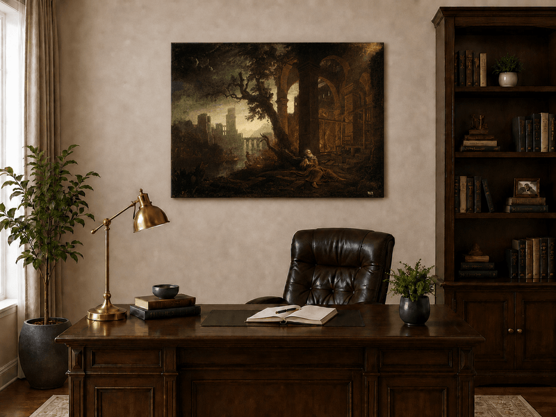 People Oil Painting - Saint in Ruins Landscape with Figures