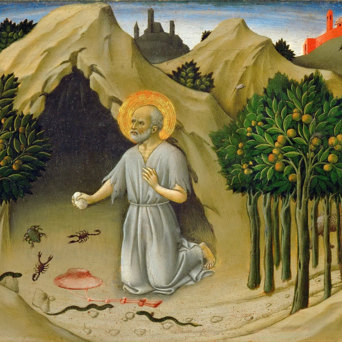 People Oil Painting - Saint Jerome in Desert Landscape Scene - Oil Painting Haven