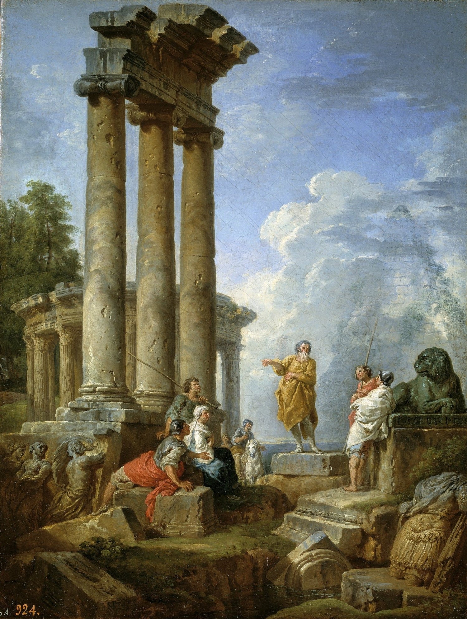 People Oil Painting - Saint Preaching Among Roman Ruins - Oil Painting Haven