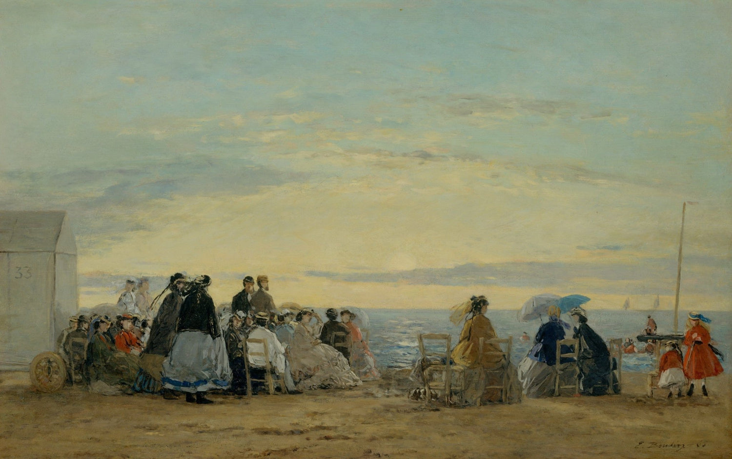 People Oil Painting - Seaside Figures at Sunset Beach Scene - Oil Painting Haven