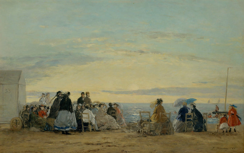 People Oil Painting - Seaside Figures at Sunset Beach Scene - Oil Painting Haven