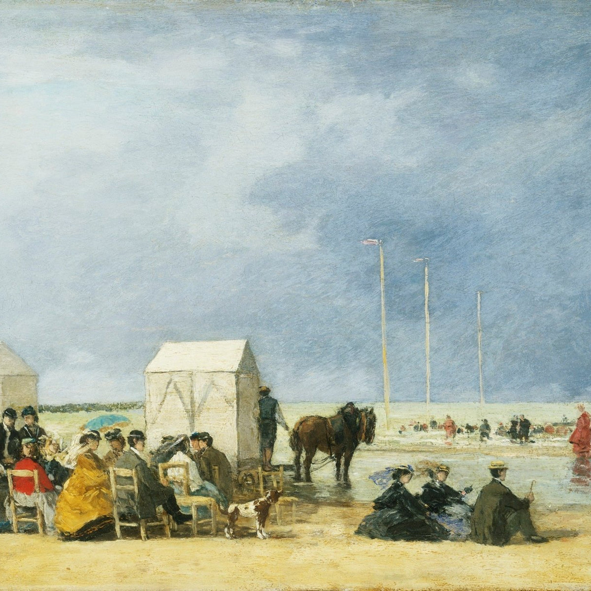 People Oil Painting - Seaside Leisure Scene with Figures - Oil Painting Haven