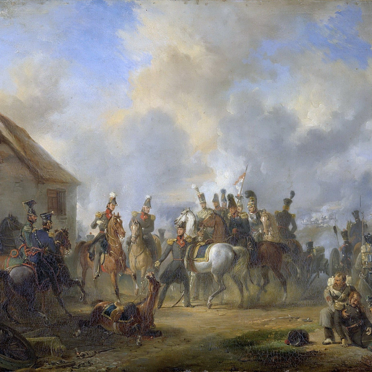 People Oil Painting - Soldiers and Horses in Battlefield Scene - Oil Painting Haven
