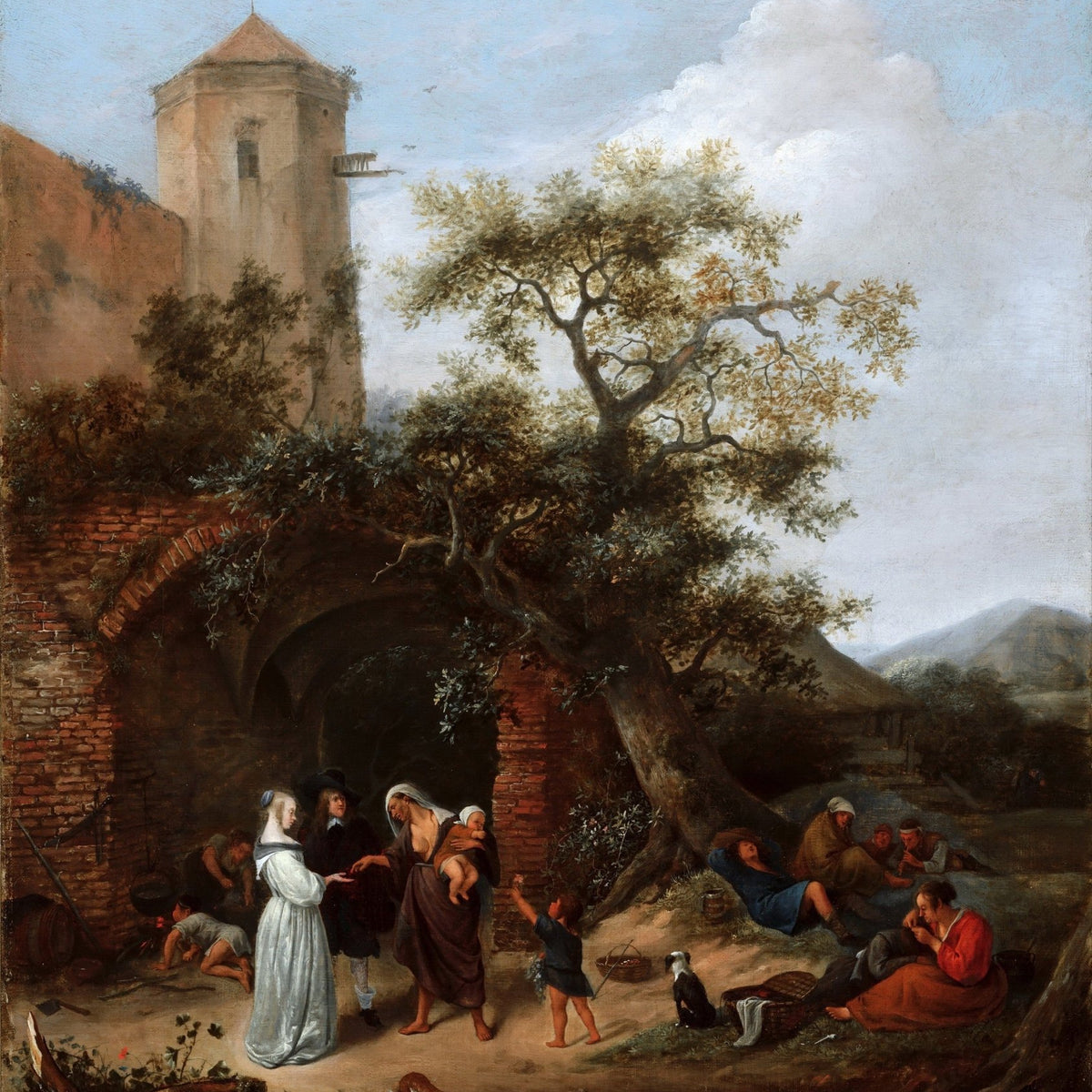 People Oil Painting - The Fortune Teller Village Scene Art - Oil Painting Haven
