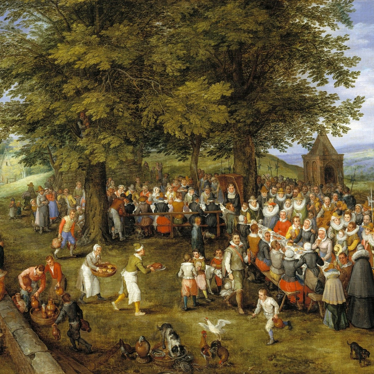 People Oil Painting - Traditional Village Wedding Feast Scene - Oil Painting Haven
