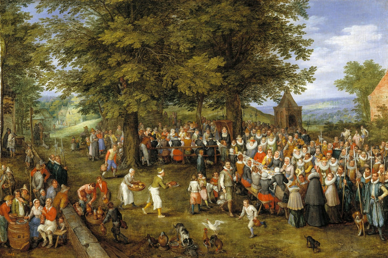 People Oil Painting - Traditional Village Wedding Feast Scene - Oil Painting Haven
