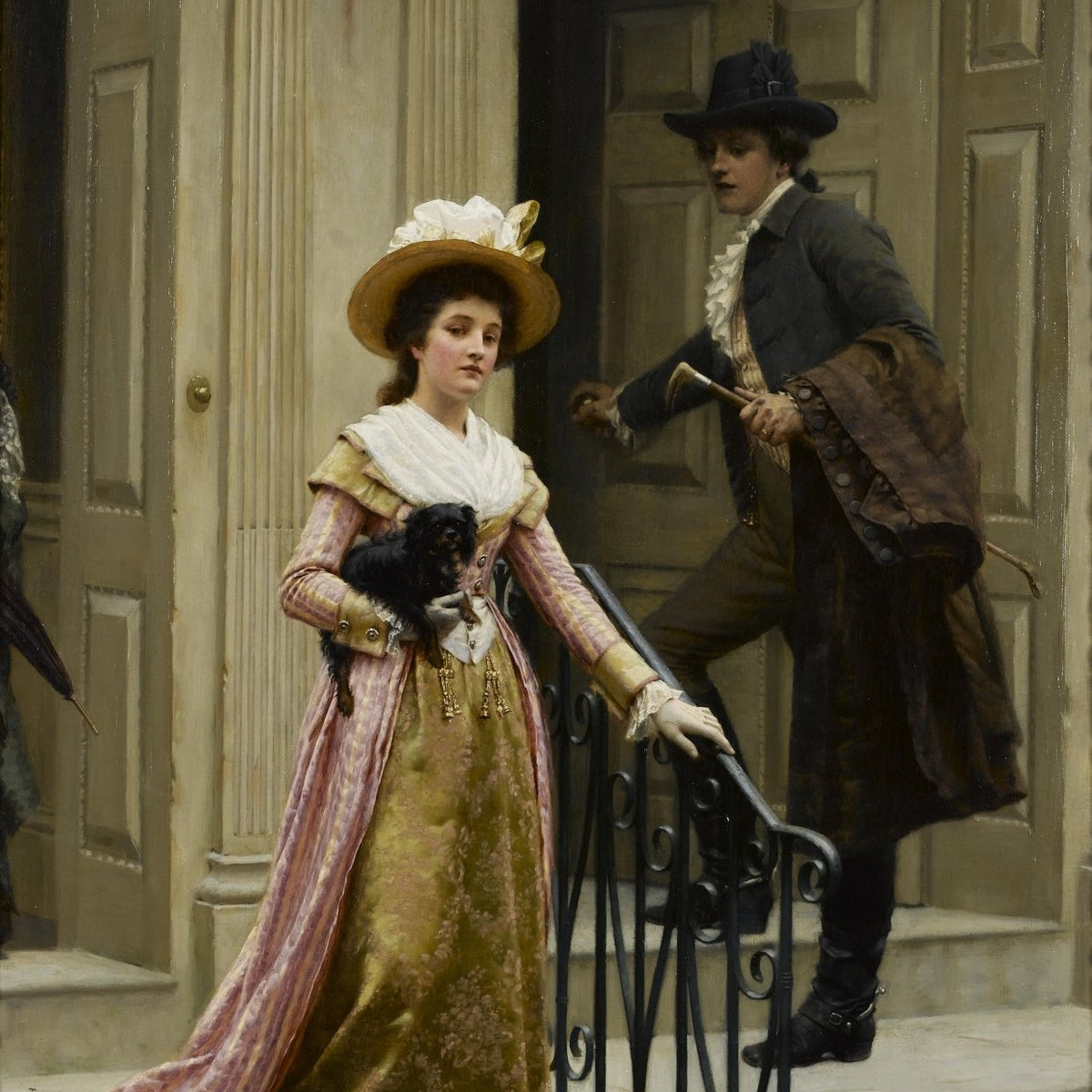 People Oil Painting - Victorian Couple at Doorway Scene - Oil Painting Haven