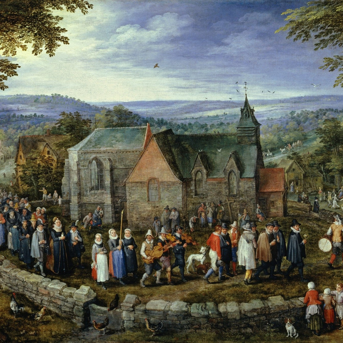 People Oil Painting - Village Festival and Church Procession - Oil Painting Haven