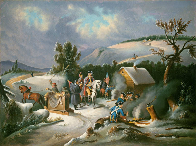 People Oil Painting - Winter Military Scene Colonial Life - Oil Painting Haven