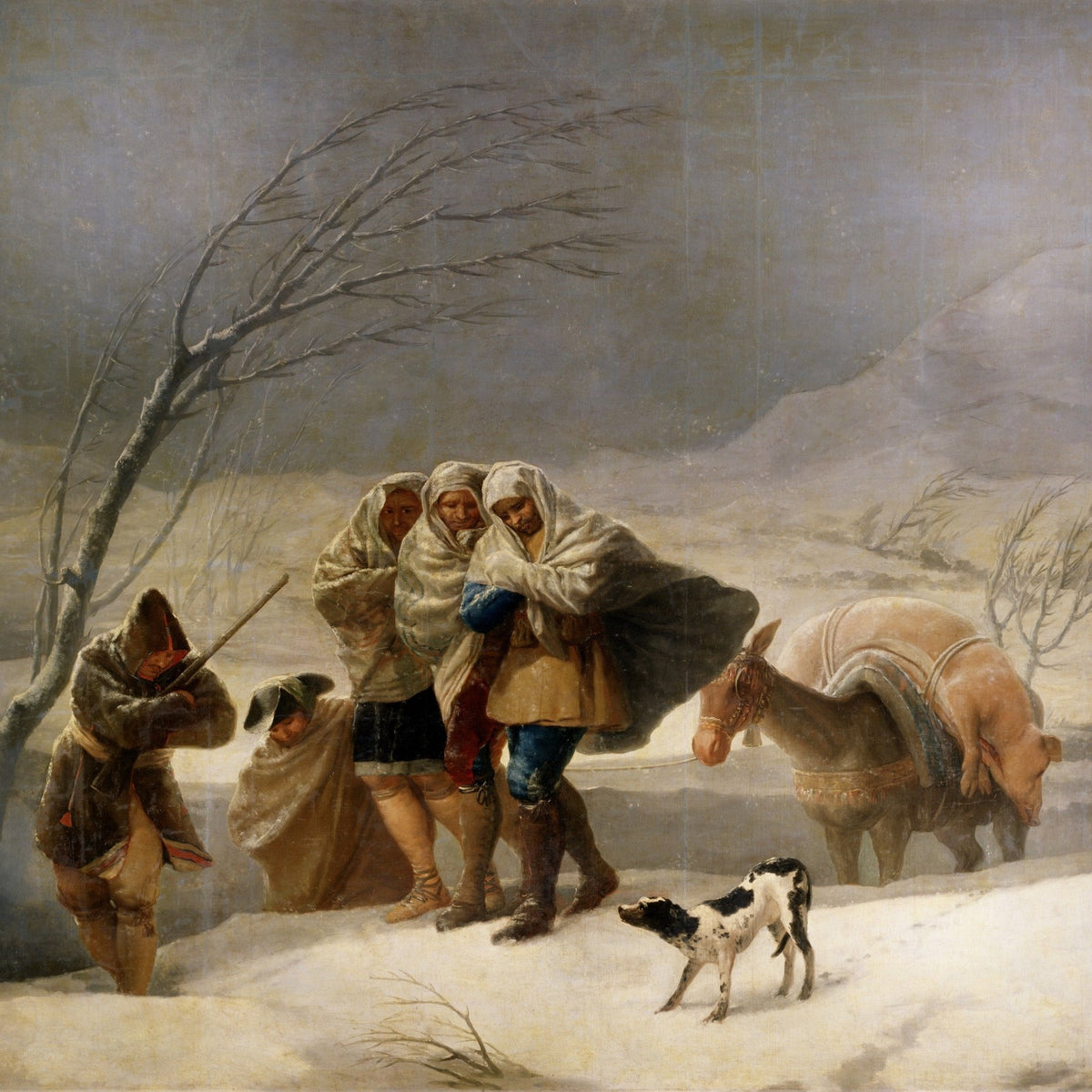 People Oil Painting - Winter Travelers in Snow Scene - Oil Painting Haven