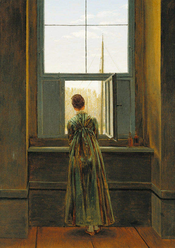 People Oil Painting - Woman at Window in Quiet Interior Scene - Oil Painting Haven
