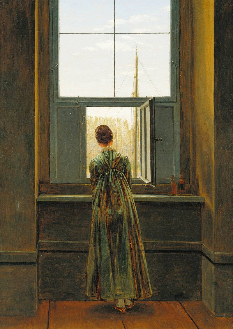 People Oil Painting - Woman at Window in Quiet Interior Scene - Oil Painting Haven