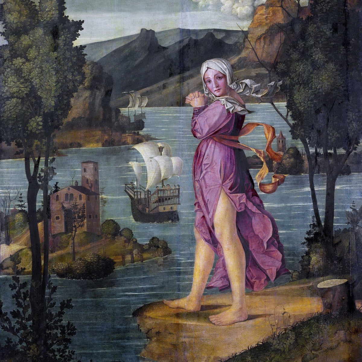 People Oil Painting - Woman by Lake Renaissance Scene - Oil Painting Haven