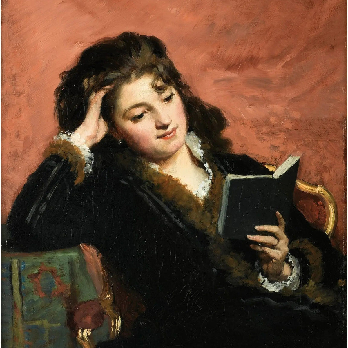 People Oil Painting - Woman Reading a Book - Oil Painting Haven