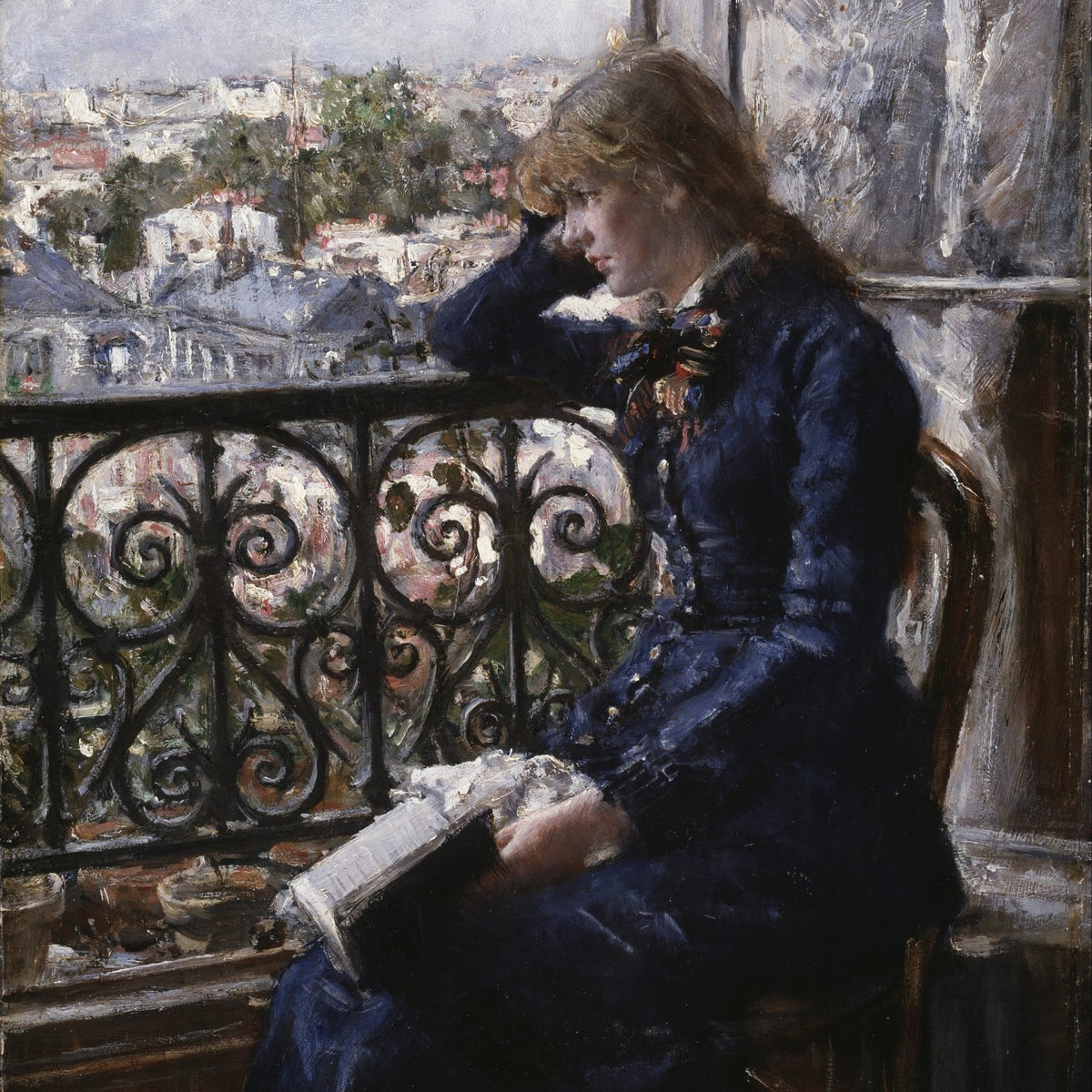 People Oil Painting - Woman Reading by Window Scene - Oil Painting Haven