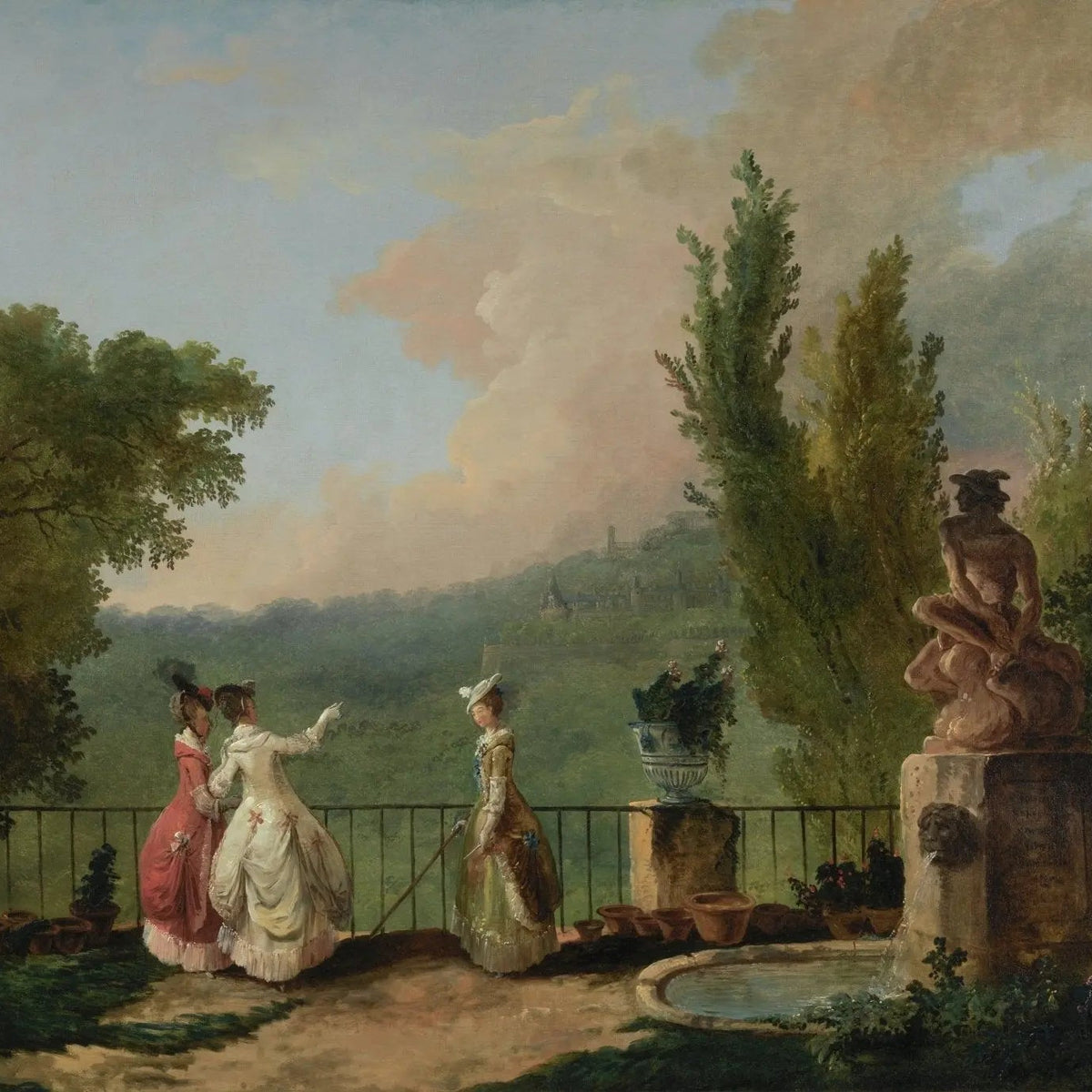 People Oil Painting - Women in Elegant Garden Setting - Oil Painting Haven