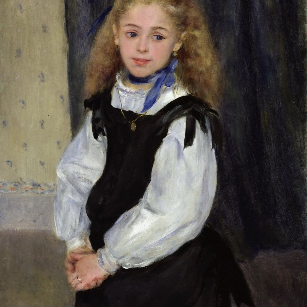 People Oil Painting - Young Girl Portrait in Elegant Dress - Oil Painting Haven