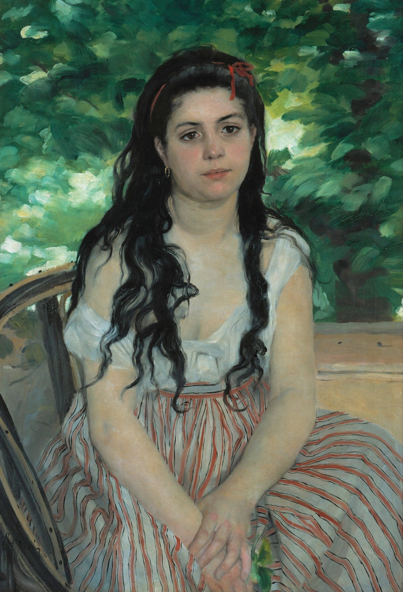 People Oil Painting - Young Woman Portrait in a Summer Garden - Oil Painting Haven