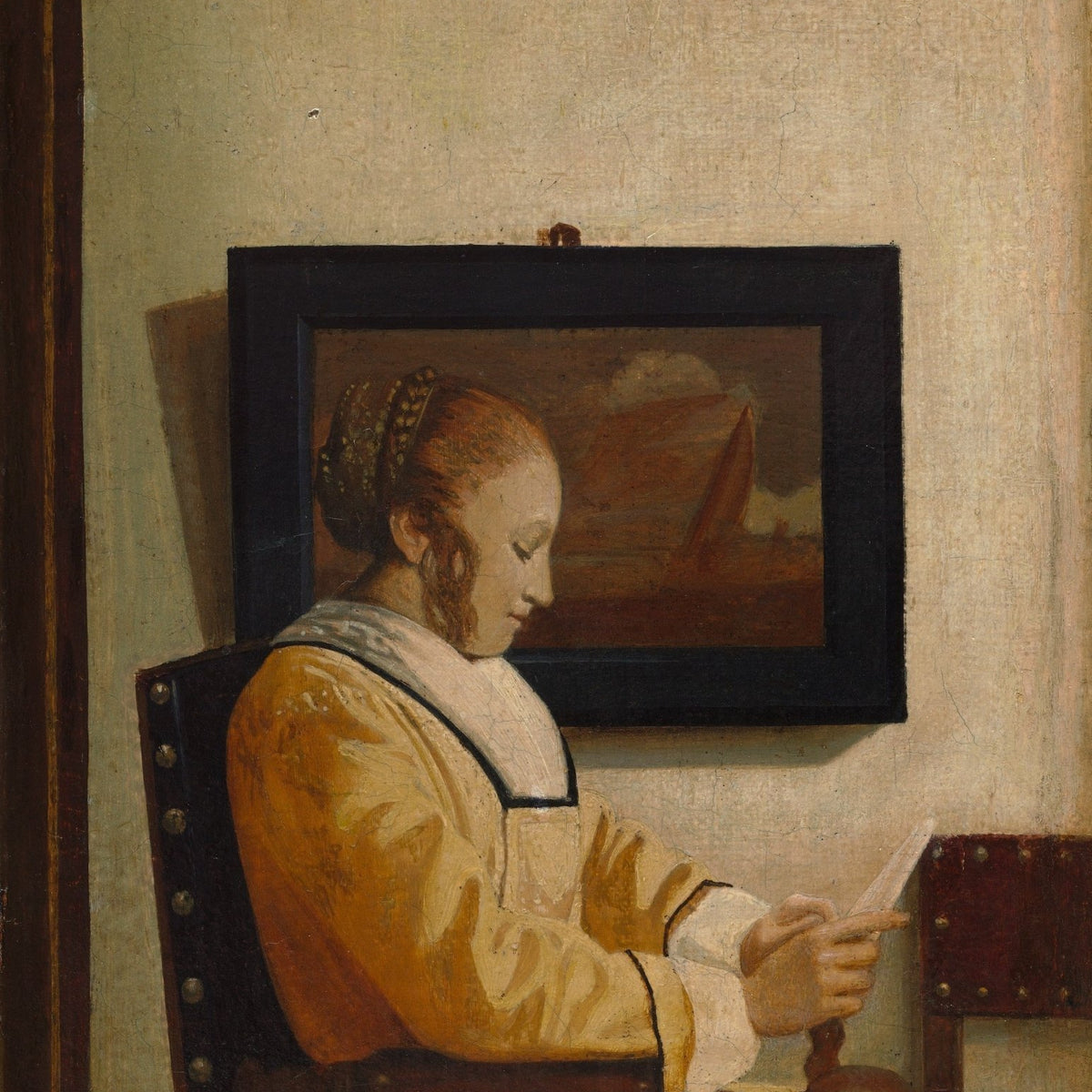 People Oil Painting - Young Woman Reading Letter Indoors - Oil Painting Haven
