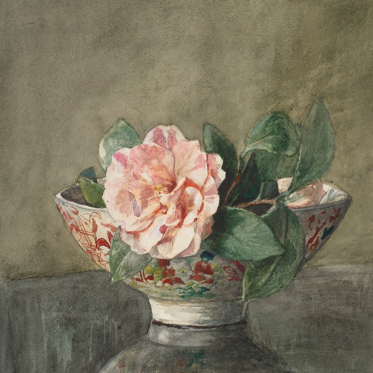 Pink Camellia in Decorative Bowl - Floral Oil Painting - Oil Painting Haven