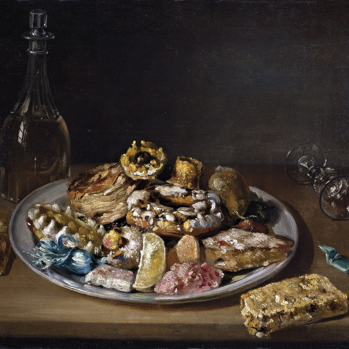 Plate of Pastries and Glass - Still Life Oil Painting - Oil Painting Haven