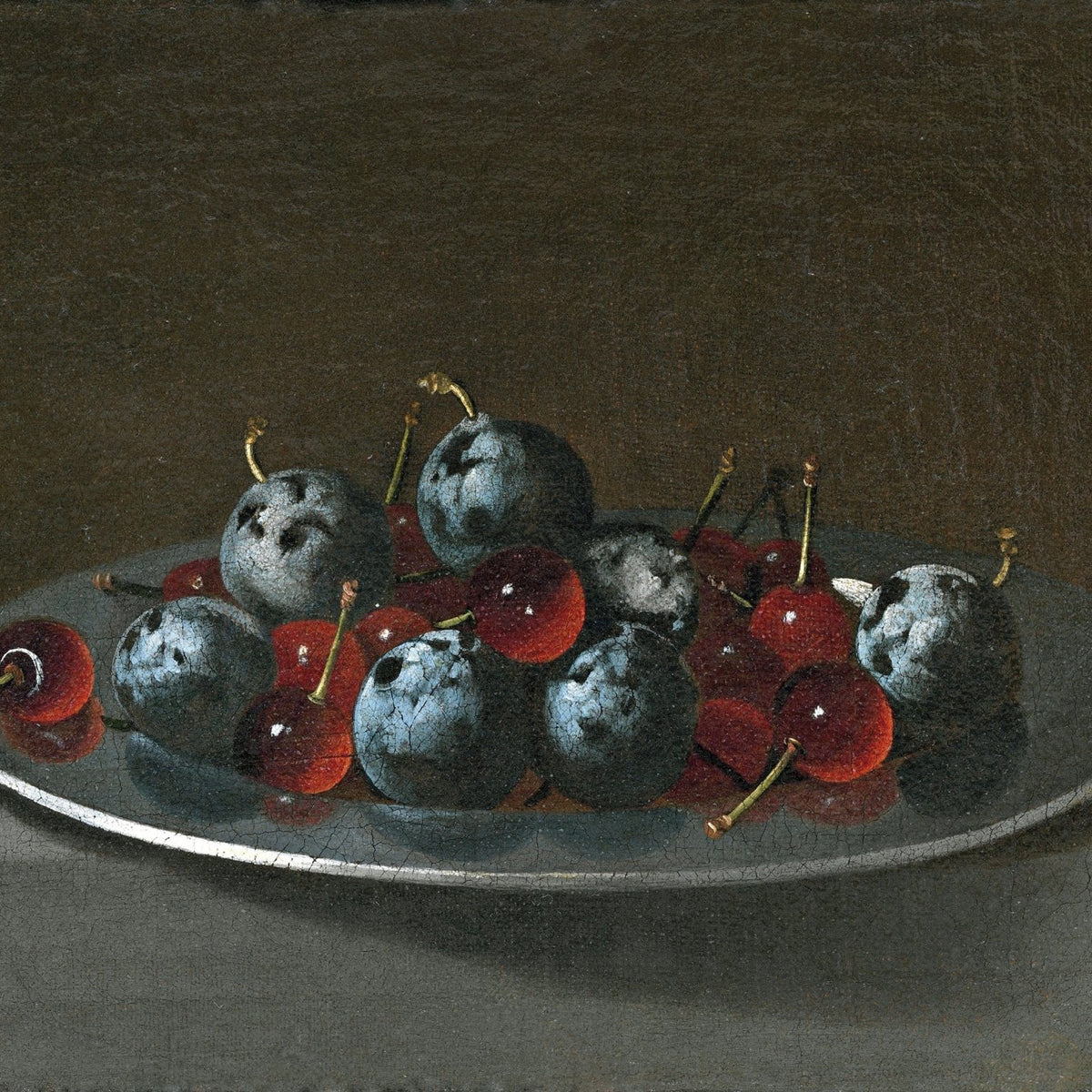 Plums and Cherries on Plate - Still Life Oil Painting - Oil Painting Haven