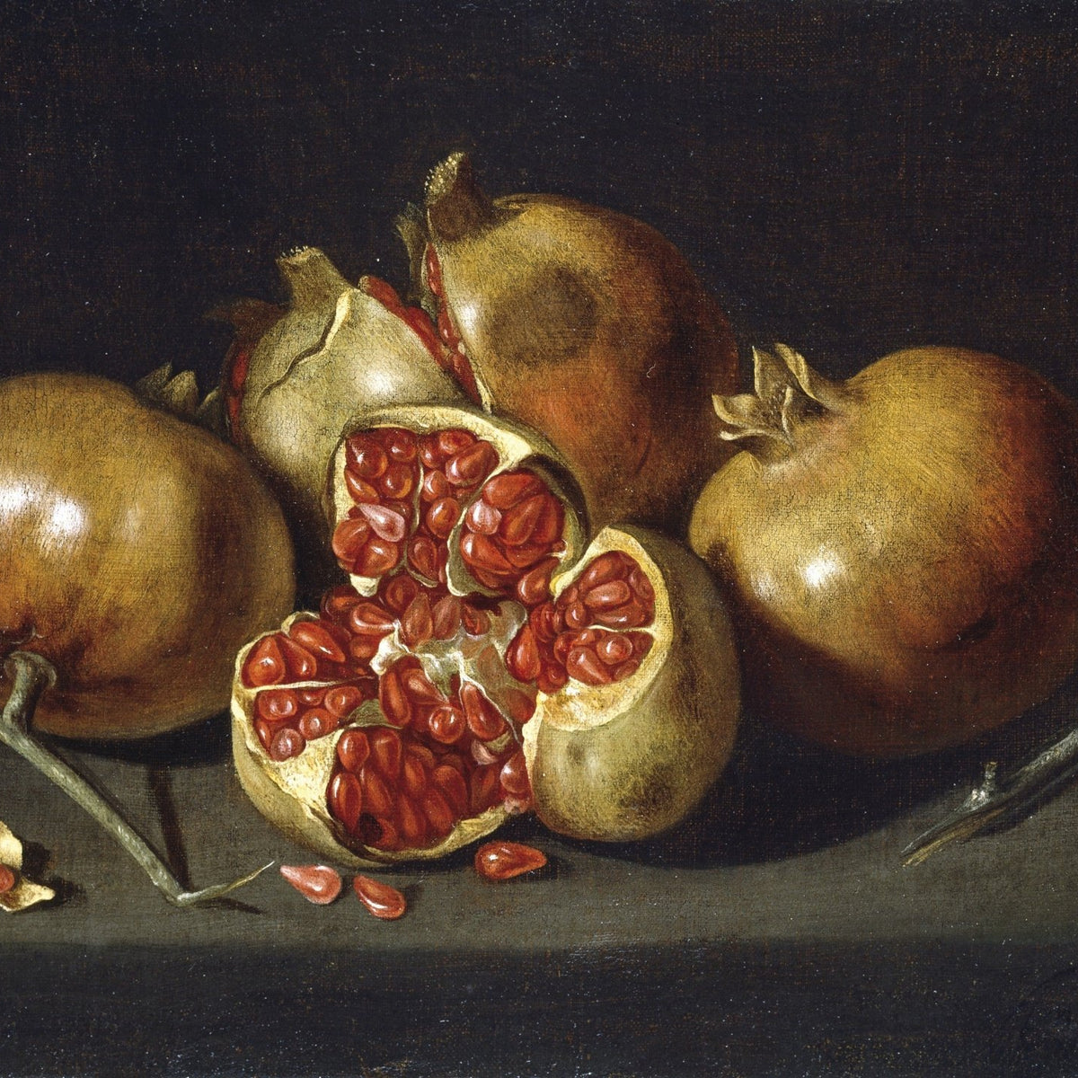 Pomegranates with Split Fruit - Still Life Oil Painting - Oil Painting Haven