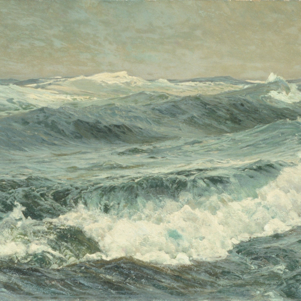 Powerful Ocean Waves in the Open Sea - Landscape Oil Painting - Oil Painting Haven