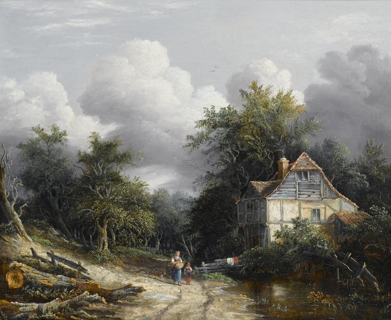 Quiet Country Cottage by a Forest Path – Landscape Oil Painting - Oil Painting Haven