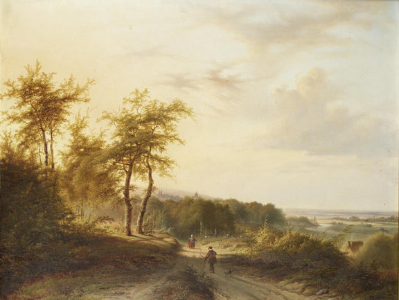 Quiet Country Path, Figures at Dusk – Hand - Painted Landscape Oil Painting - Oil Painting Haven