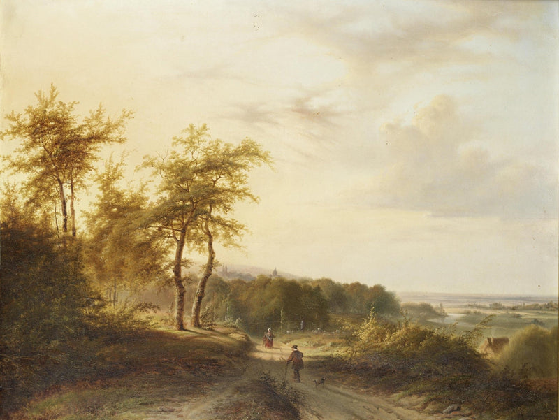 Quiet Country Path, Figures at Dusk – Hand - Painted Landscape Oil Painting - Oil Painting Haven