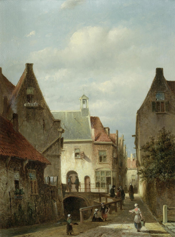 Quiet European Old Town Street Scene – Landscape Oil Painting - Oil Painting Haven