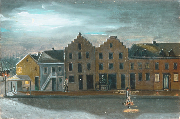 Quiet Evening Street with Old Town Houses - Landscape Oil Painting - Oil Painting Haven