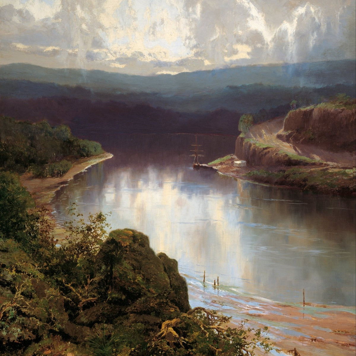 Quiet River Bend at Dusk | Hand - Painted Landscape Oil Painting - Oil Painting Haven